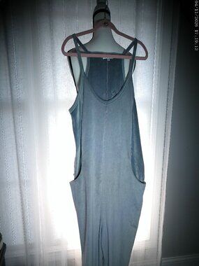 SINCERELY JULES Sleeveless Gray Velour Bib Overalls w/Pockets Jogger Style L